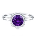 thumbnail image 4 of Rosec Jewels Natural Amethyst Solitaire Engagement Ring (1 Ct, AAA Quality) - Flower Ring for Women - with Jewelry Box, 10K White Gold, US 4.00, 4 of 8