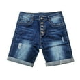 thumbnail image 4 of Lroveb Denim Shorts for Women, High Waisted Jeans Bermuda Shorts, Womens Dark Blue Breasted Elastic Sexy Fashionable Blue, 4 of 4