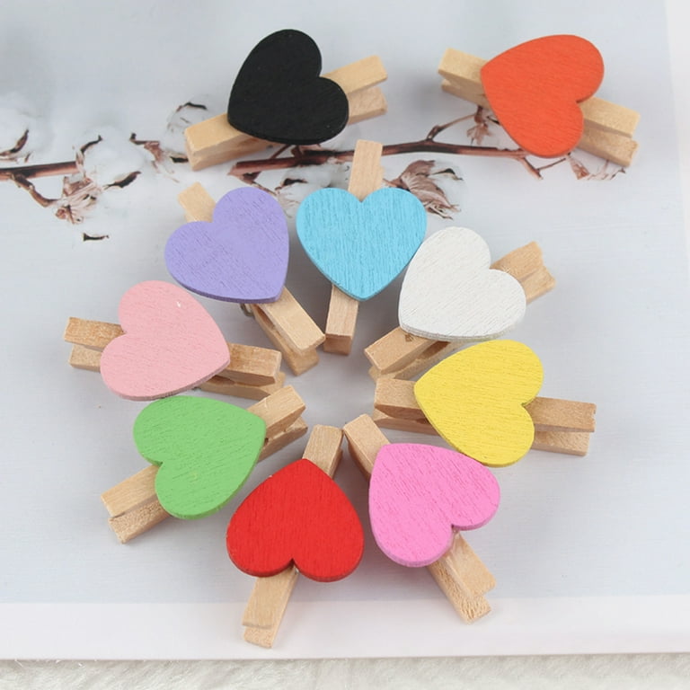 IMIKEYA 1set Wooden Clip Clothes Pin Wooden Crafts Wood Crafts Mini Wooden  Clothespins Colored Clothespins Heart Clothespin Wood Clothespin