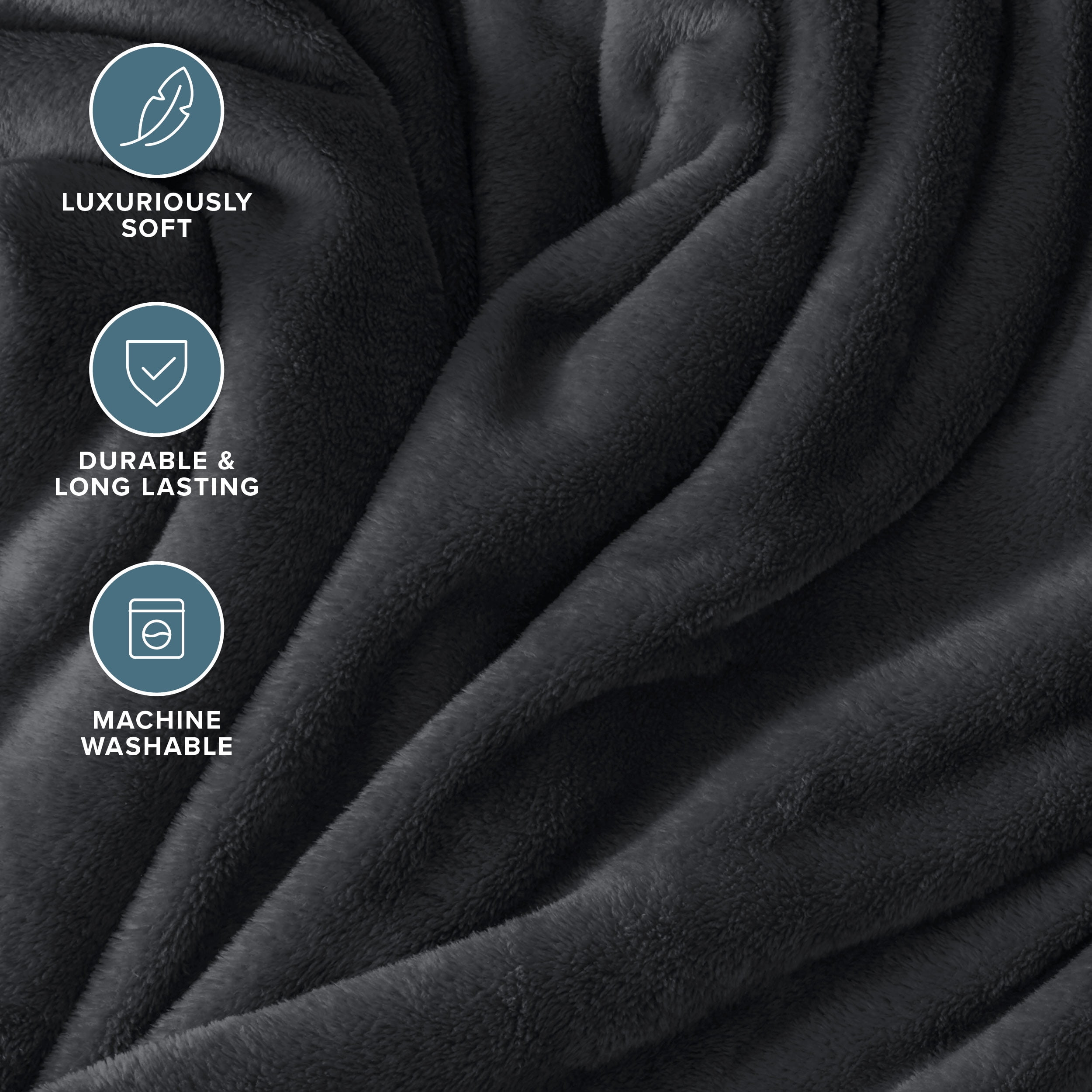 Bare Home Microplush Fleece Blanket - 300 GSM - Fuzzy Microfleece - Soft & Plush - King, Black