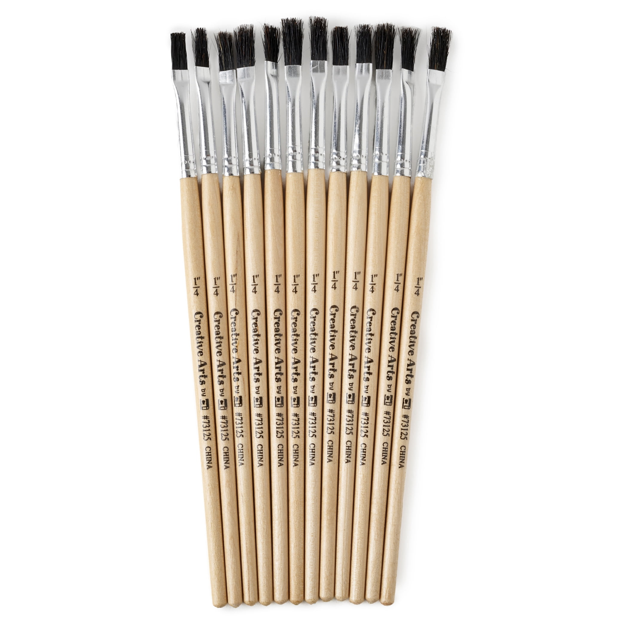 Charles Leonard Flat Tip Paint Brushes, 1/4" Natural Bristle, Short, 12 Per Set, 6 Sets