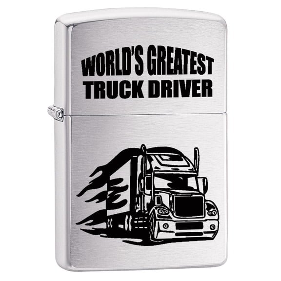 Zippo Lighter: World's Greatest Truck Driver - Brushed Chrome