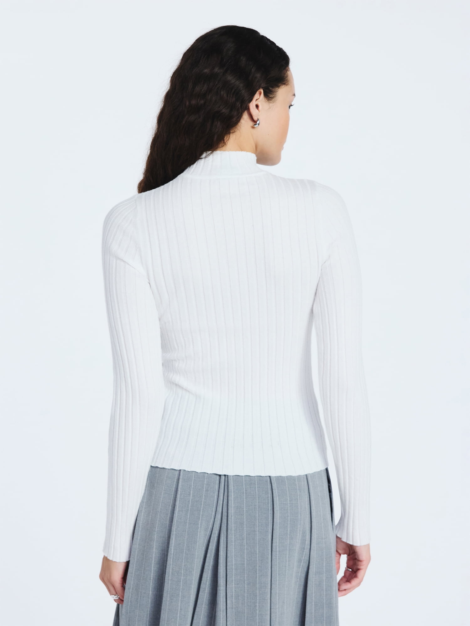 Scoop Women's Ribbed Mockneck Sweater, Lightweight, Sizes XS-XXL