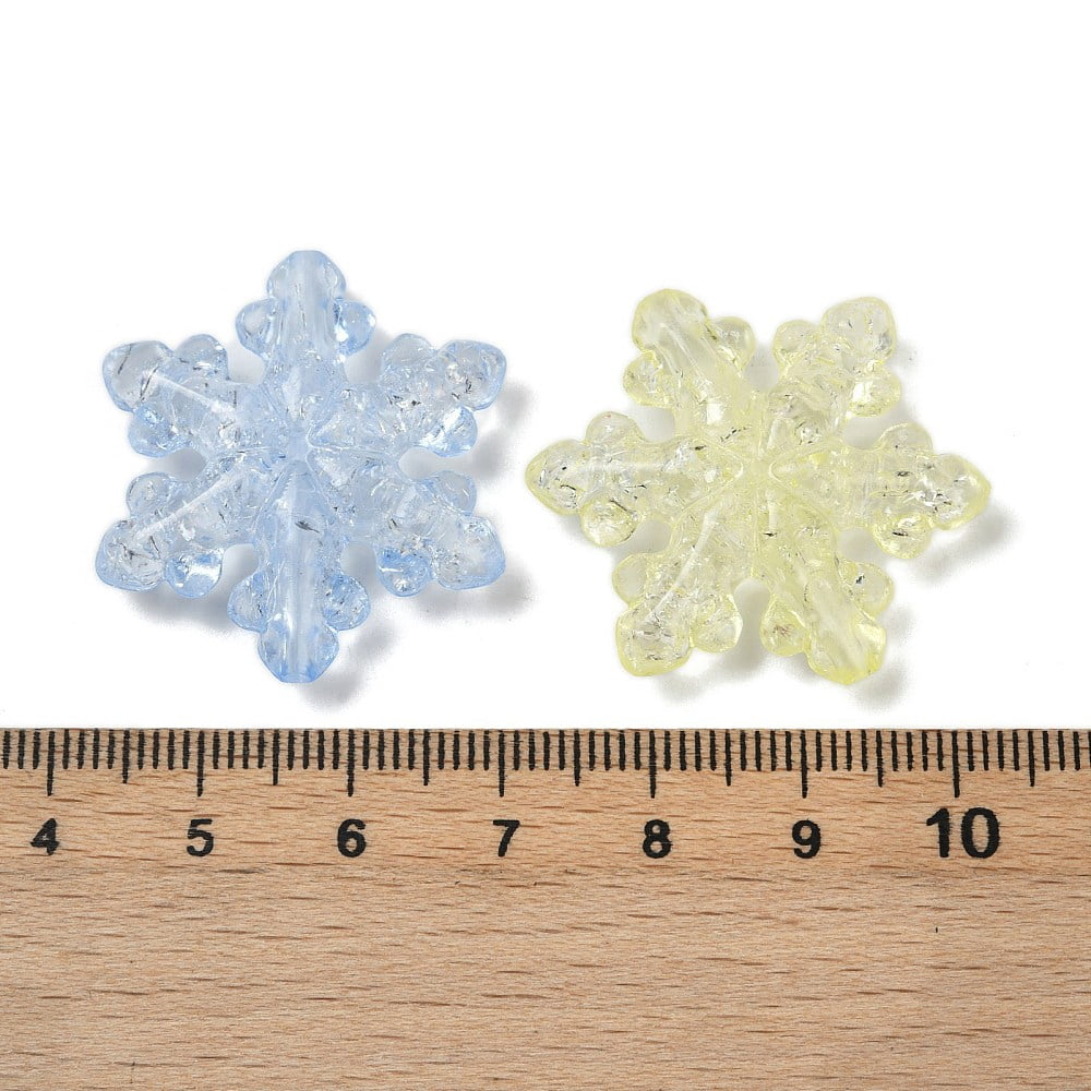 Transparent Crackle Acrylic Beads Snowflake Mixed color 30x28x8mm Hole: 1.8mm 208pcs/500g