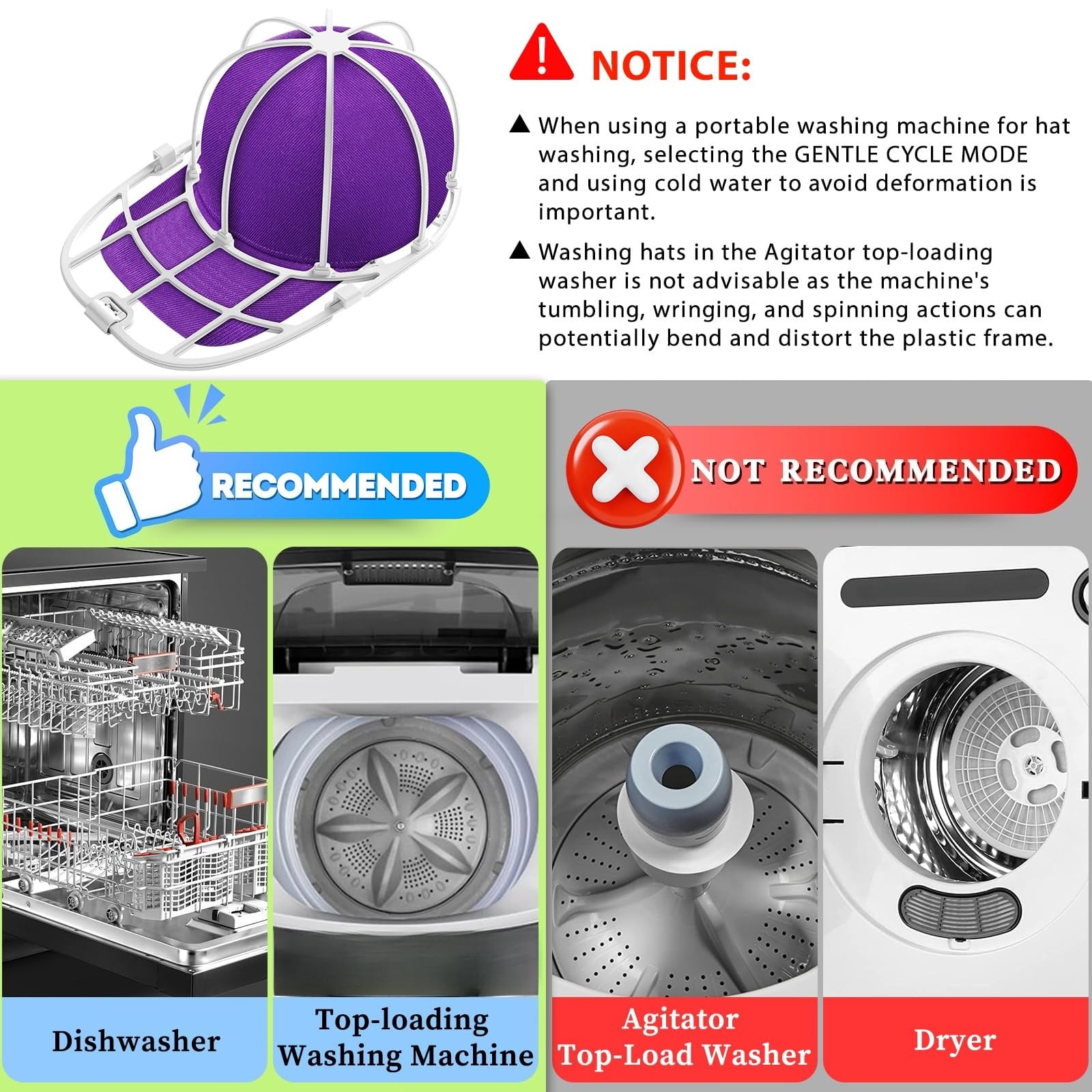Hat Washer for Washing Machine Hat Washer Cage Hat Cleaner for Baseball Caps Fit for Adult  Baseball Caps