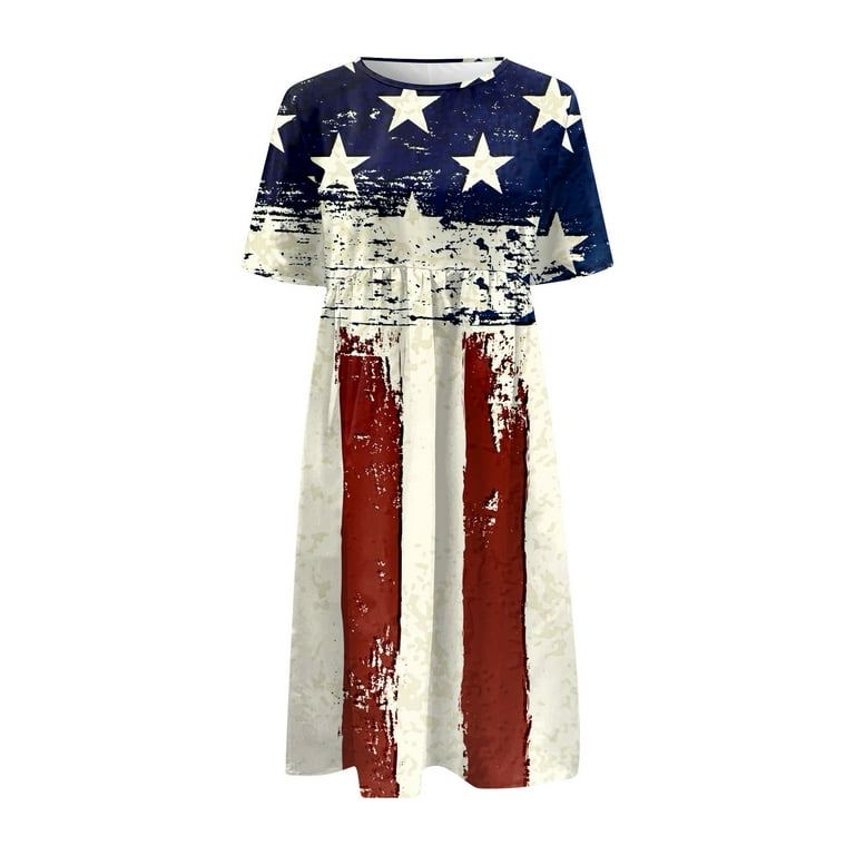 4th of july midi dress 4th of July Womens Casual Midi Dress Tank Red White and Blue Patriotic American Flag Outfit Stars Stripes L at Amazon Women's Clothing store