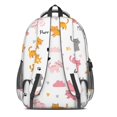 thumbnail image 3 of Kawaii Cat and Miau White Pattern Backpack for School, Cute School Bag with Adjustable Shoulder Straps and Padded Back, 16.9"x12.6"x5.9", 3 of 5