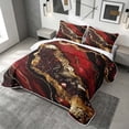 thumbnail image 3 of Erosebridal Black Gold Red Twin Quilt Set, Abstract Marble Twin Coverlet Set, 2pcs 1 Bedspread and 1 Pillowcase, 3 of 7
