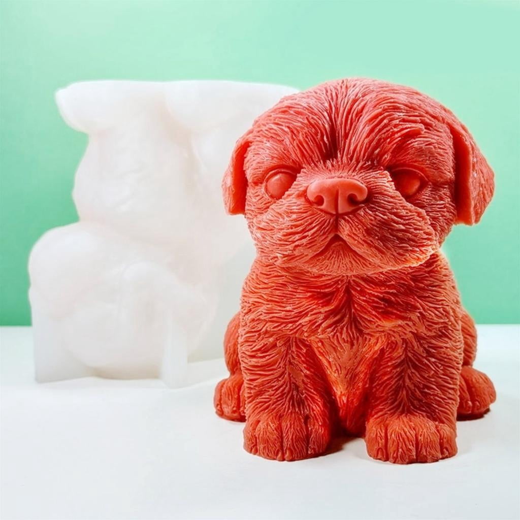Osdhezcn Dog Mold for DIY Decoration Making Soap 3D Stereo Sitting Dog Candle Mold