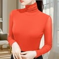 thumbnail image 5 of Sexlip Women's Soft Long Sleeve High Neck Sheer Mesh Tops Pullover Baselayer Fitted Undershirts Lightweight Slim Trendy Shirts Orange XXL, 5 of 6
