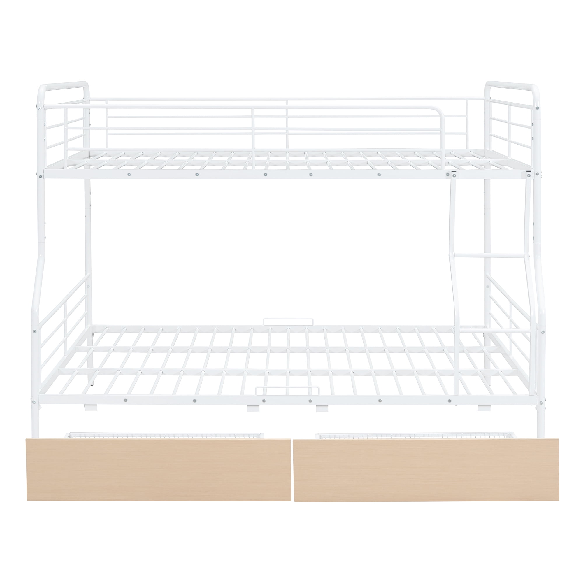 Aukfa Full XL over Queen Metal Bunk Bed with 2 Drawers for Teens, Adults, Dorm, White
