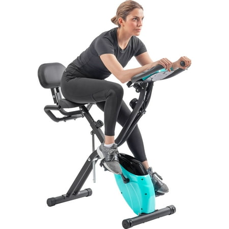 Magnetic Foldable Bike - 16-Level Adjustable Upright & Recumbent Exercise Bike with Arm Bands, Green