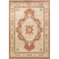 9 ft. 11 in. x 14 ft. Tabriz Hand-Knotted Silk & Wool Area Rug
