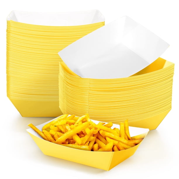 Bandejas desechables para nachos Yinkin Food Trays de 2 libras, 100 unidades de papel kraft