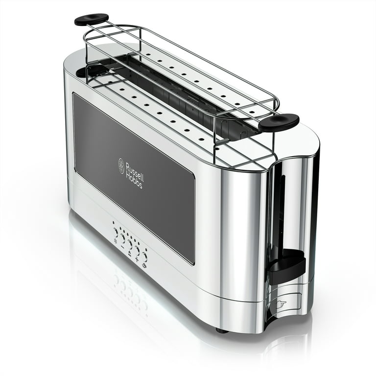 Russell Hobbs 2-Slice Glass Accent Long Toaster, Black & Silver