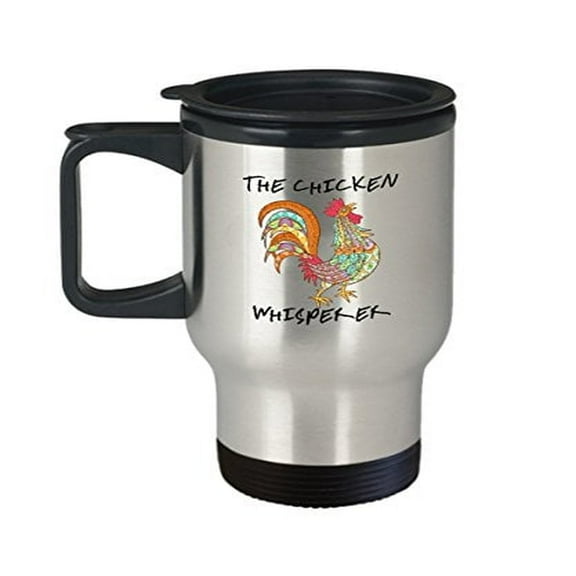 Rooster Coffee Travel Mug - Whisper - Chicken Novelty Gifts -14 Oz Stainless Steel Coffee Cup