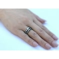 thumbnail image 2 of Three-Stone Type Round CZ Black IP Stainless Steel Womens Wedding Ring Set - Size 6, 2 of 6