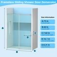 thumbnail image 3 of Garvee 56-60" W x 75" H Sliding Shower Door, Frameless Glass Shower Door with 5/16" (8mm) Clear Tempered Glass, Explosion-Proof Film, Pull Handle, Stainless Steel Hardware, Brush Sliver Finished, 3 of 8