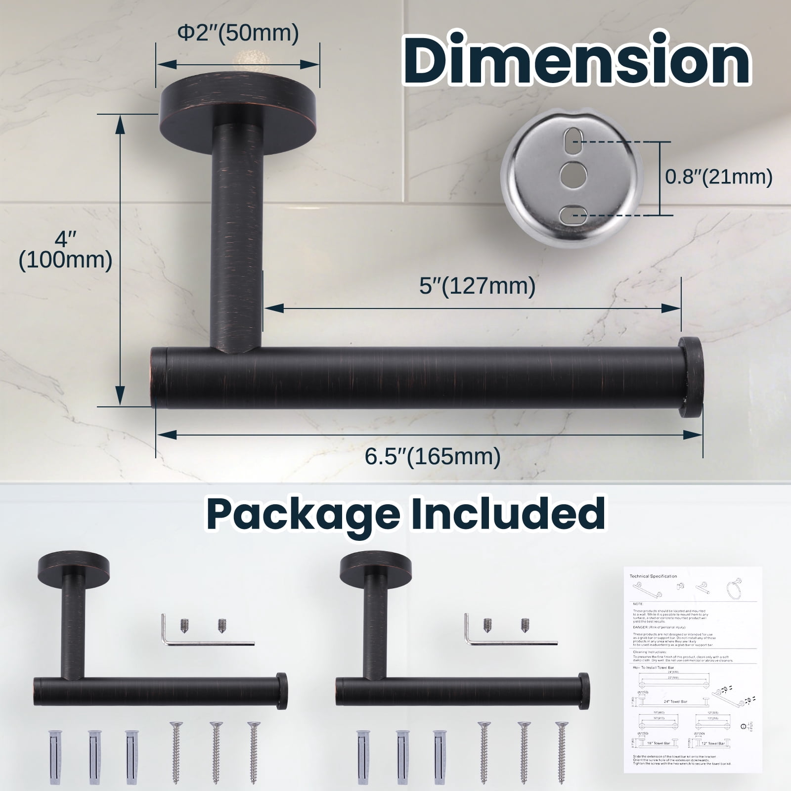 Wowow SUS304 Stainless Steel Toilet Roll Holder Wall Mount in Oil Rubbed Bronze