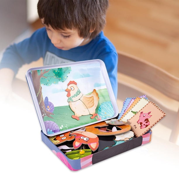 Rompecabezas magnéticos de imaginación creativa Desarrollo Montessori Pensamiento educativo Rompecabezas lógico de juguetes Animales Salvador Juego de rompecabezas