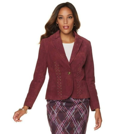 HAL RUBENSTEIN The Christy Washable Suede Woman Jacket Color CURRANT 20 WOM