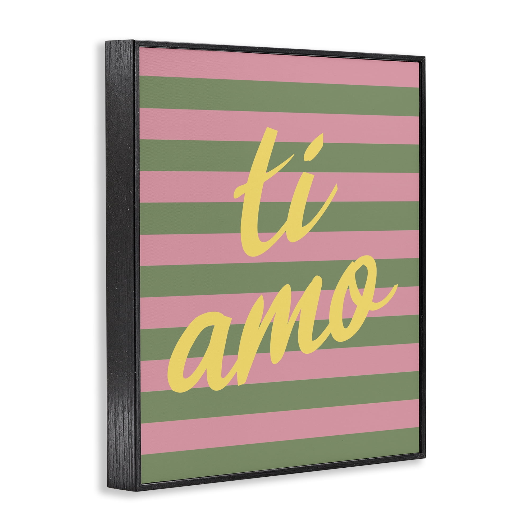 Stupell Industries Ti Amo Pink Green Stripes Black Framed Giclee Art, design by SD Graphics Studio