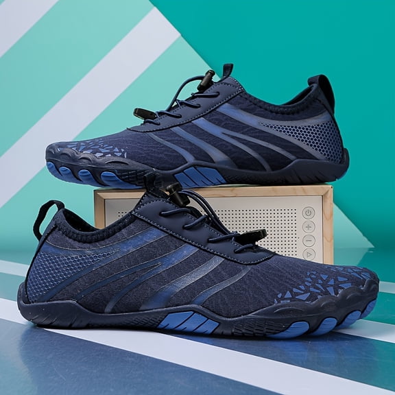 Men's Quick-Dry Water Shoes Breathable Mesh Non-Slip Rubber Sole with Adjustable Laces for Yoga, Hiking, Fishing, Surfing, Swimming, and Outdoor Sports
