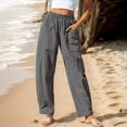thumbnail image 2 of Charmgo Linen Pants Women, Women's Cotton and Linen Casual Pants Holiday Wind Elastic Waist Banana Pants Bag Casual Wide Leg Pants for Women Trendy Grey XL, 2 of 7