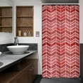 thumbnail image 4 of Watercolor Red Stall Small Half Size Shower Curtain 36x72 Inch RV Single Narrow Chevron Herringbone Striped Geometric Tiny Walkin Stand Up Dorm Decor Fabric Bathroom Set Polyester Waterproof, 4 of 6