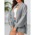 thumbnail image 5 of Women's Chunky Knit Oversized Cardigan - Button Front Coat with Lantern Sleeves for Fall/ Winter Cozy Outerwear, 5 of 5