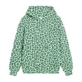 thumbnail image 3 of Lutiedan Girls Leopard Print Hoodie Oversized Fleece Fall Winter Hooded Sweatshirts Long Sleeve Casual Pullover Top Size 3-13,Green, 3 of 5