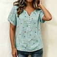 thumbnail image 4 of cocolona Womens Summer Striped Printed Tops Short Sleeve V Neck Loose Shirts Casual Pullover Blouses, 4 of 7