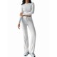 thumbnail image 1 of Conjunto de Chándal de Larga con Cuello Redondo y Pantalones Acampanados de Cintura Alta para Mujer. Flores Blancas y Grises L, 1 of 9