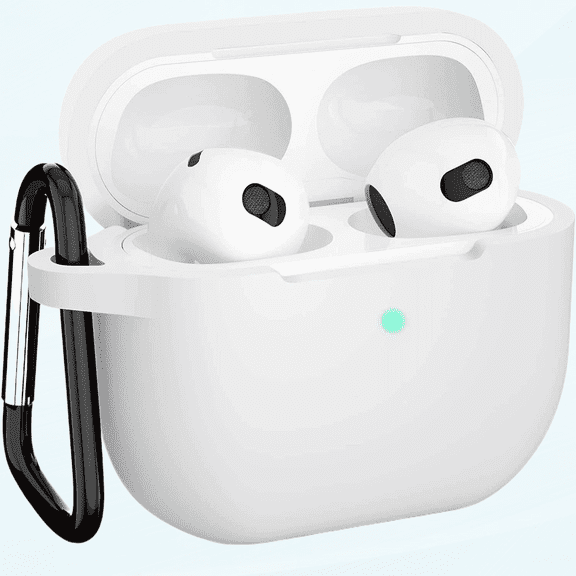 AirPods 3 Case, Protective Silicone Cover for AirPods 3rd Generation Case 2021, Wireless Charging - White