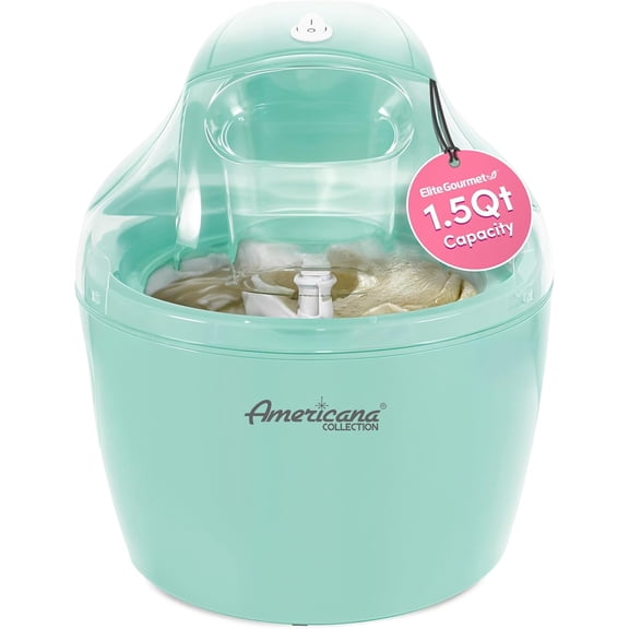 Americana Collection Elite EIM-1432M 1.5 Quart Automatic Easy Homemade Electric Ice Cream Maker, Frozen Yogurt, Sorbet, Gelato Treat, with Recipes, Mint