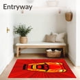 thumbnail image 3 of ODIKA 5'x7' Machine Washable Non-Slip Area Rug, Racing Speedster Motif Latch Hook Design High Traffic Rug, Red, 676514, 3 of 7