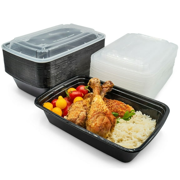 JUST PACK IT [50 Sets - 38 oz] Meal Prep Food Storage Containers Freezer Microwave Dishwasher Safe