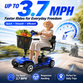 thumbnail image 4 of SACVON 4 Wheel Mobility Scooter for Seniors, 330 lbs Heavy Duty Electric Powered Scooter with 18 Miles Long Range, Swivel Seat & Removable Basket for Travel and Grocery Shopping, Blue, 4 of 18