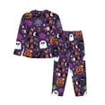 thumbnail image 2 of Junzan Halloween Sweet Candy Print Womens Pajama Sets,Long Sleeve Button Down For Women Pjs 2 Piece, 2 of 9