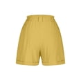 thumbnail image 4 of Staron Summer Pants for Women Linen Casual Wide Leg Shorts Elastic Waist Loose Comfy Solid Color Straight Leg Pants, Yellow L, 4 of 7
