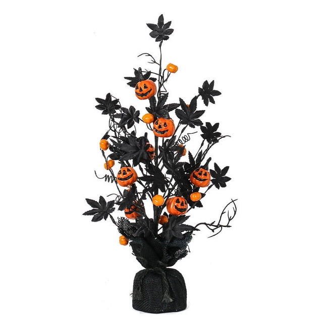 XIHAMA Halloween Flowers Halloween Tree, 17.5 inch Artificial Pumpkin Maple Leaf Halloween Flowers, Halloween Tree Decorations for Home Tabletop Holiday Party Decor