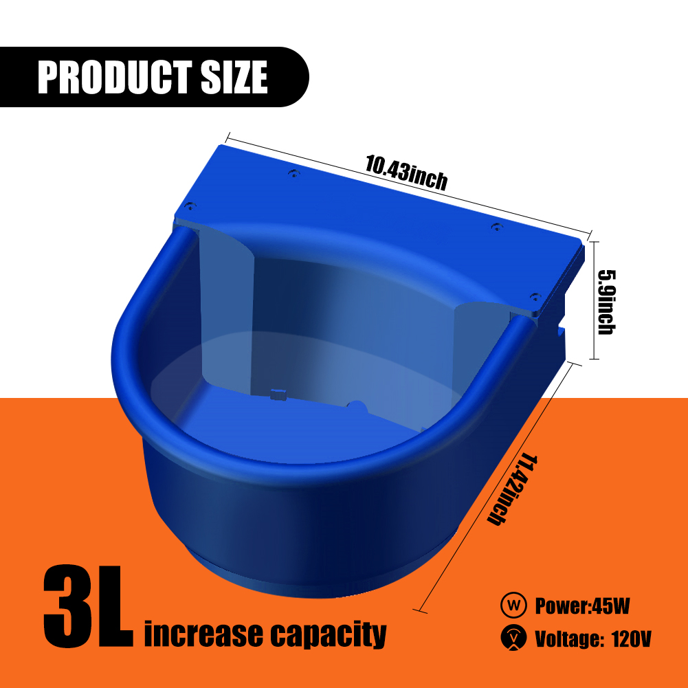 Automatic Heated Dog Waterer Bowl Feeder Constant Temperature Dispenser 3L Outdoor Thermal Bowl with Float Ball Valves for Pet Dog Horse Cattle Goat Sheep (Blue)