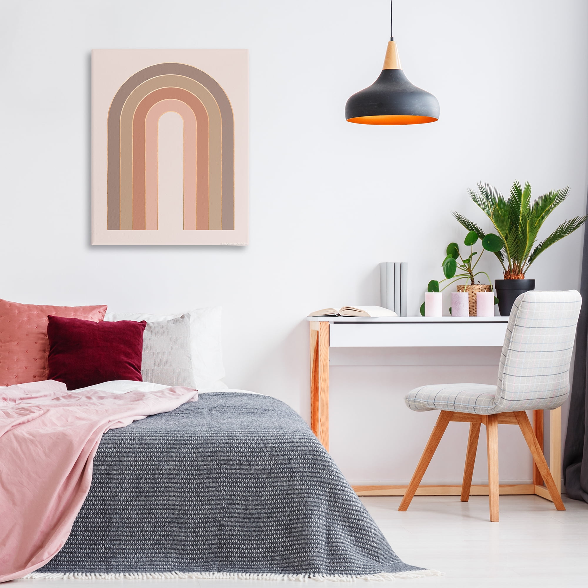 Stupell Industries Peachy Boho Rainbow Abstract Painting Wrapped Canvas Art Print Wall Art, 30 x 40