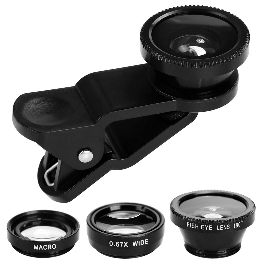 Durable Universal 3 in 1 Mobile Phone Lenses Fish Eye Smartphone Wide Angle Macro Camera Celular Lens Kit