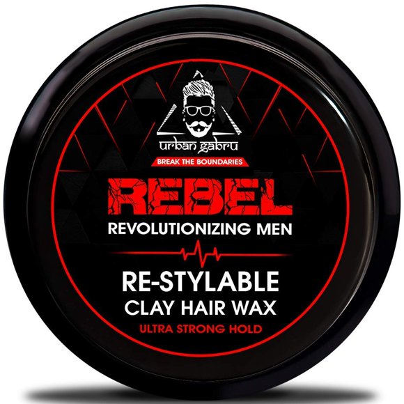 Urbangabru Rebel Hair styling clay Wax for Men strong hold- 100 Times Re-Styleable matte finish with keratin (safe natural) - 85 Gram