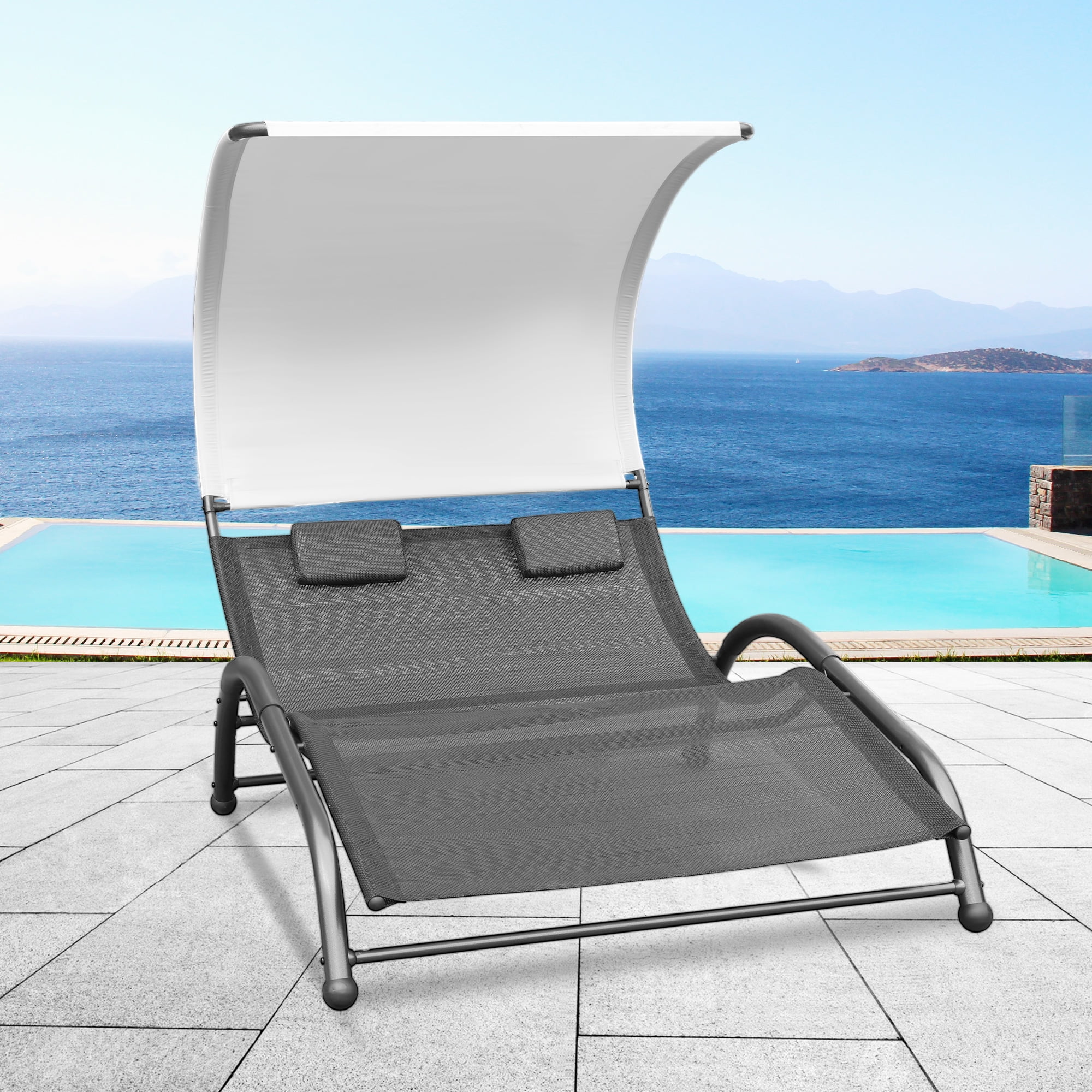 Patio Chaise Lounge, Zero Gravity Chair, Outdoor Double Chaise Lounge