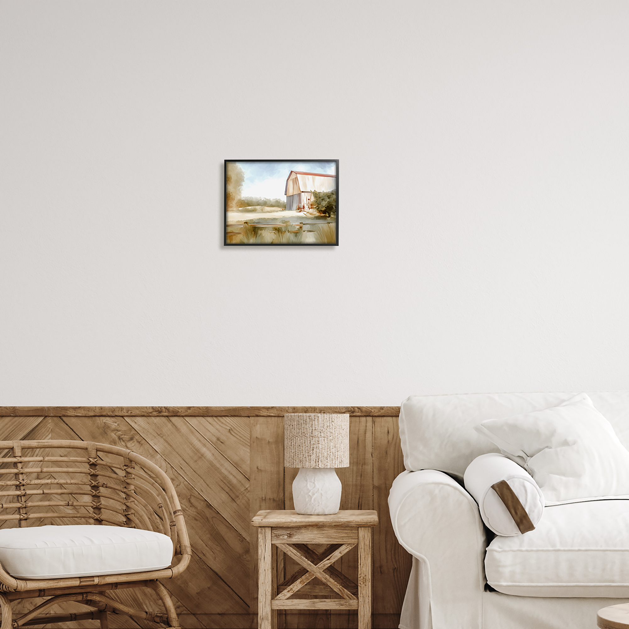 Stupell Industries Barn in Rural Farmland Nature Painting Black Framed Art Print Wall Art, 14 x 11