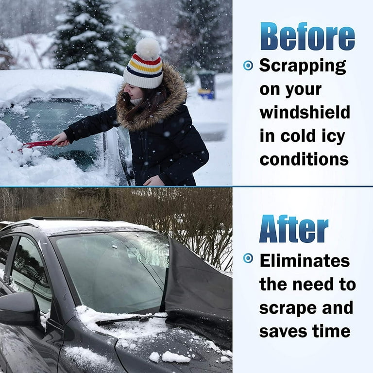 EcoNour Windshield Cover for Ice and Snow | Enhanced Waterproof Fabric  Windshield Frost Cover for Any Weather | Water, Heat & Sag-Proof Car
