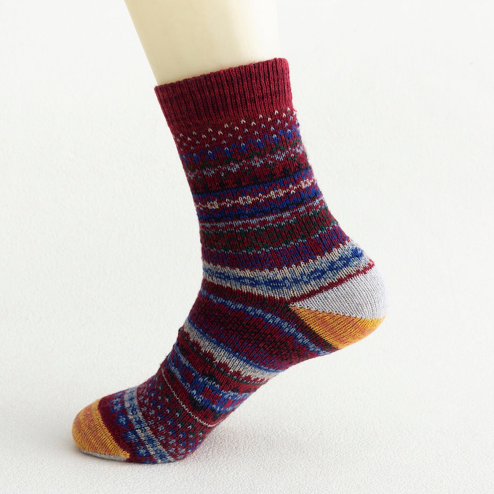 Hxshgdsn 5 Pairs Womens Stocking Stuffers Sockings Winter Gifts Wool Soft Warm Cozy Crew Socks White,Purple,Blue,Wine,Black One Size