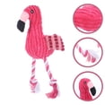 thumbnail image 3 of POPETPOP Pet Squeak Rope Toy Corduroy Plush Flamingo Shape Teeth Clean Stuffed Interactive Toy (Pink), 3 of 6